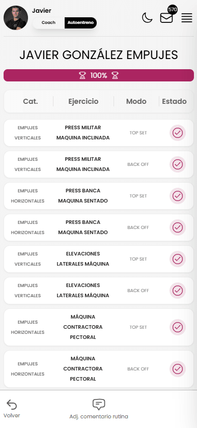 Biblioteca de ejercicios y marcas